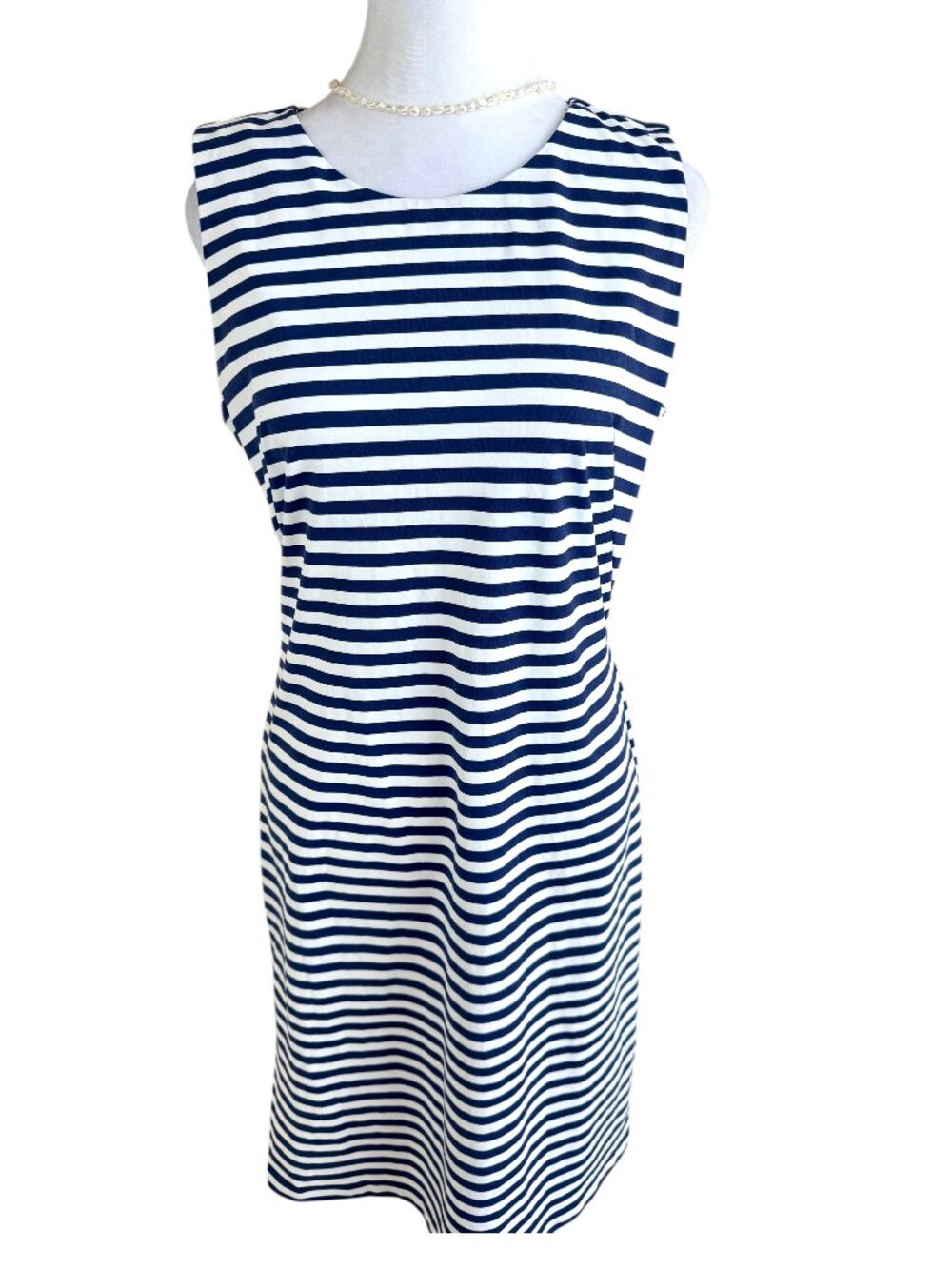 J McLaughlin Dress Jersey Sleeveless Stripe Navy White Nautical Sophia (M) NWT